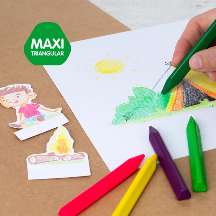 Caja 12 Plastipastel MAXI triangulares (contiene 2 colores fluo)