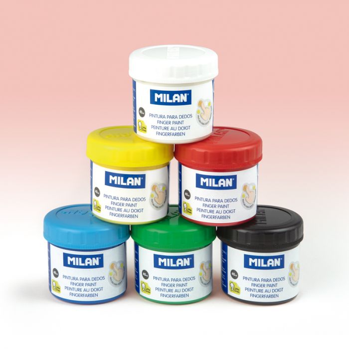 Caja 6 tarros 40 ml pintura para dedos colores básicos
