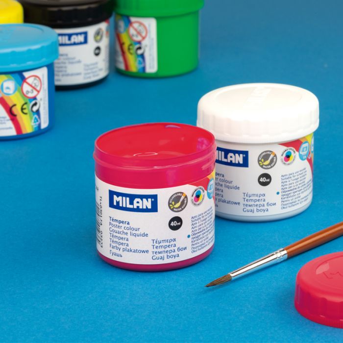 Maletín 12 tarros de témpera de colores 40 ml con pincel