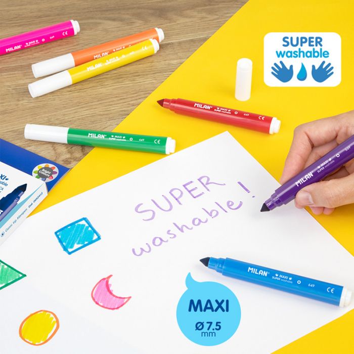 Caja 12 rotuladores super lavables MAXI