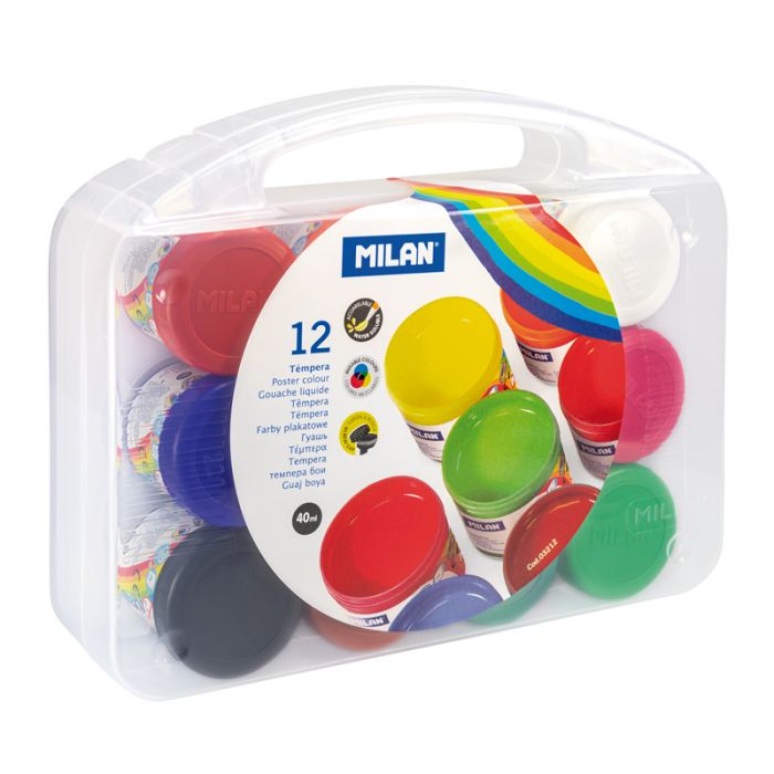 Maletín 12 tarros de témpera de colores 40 ml con pincel